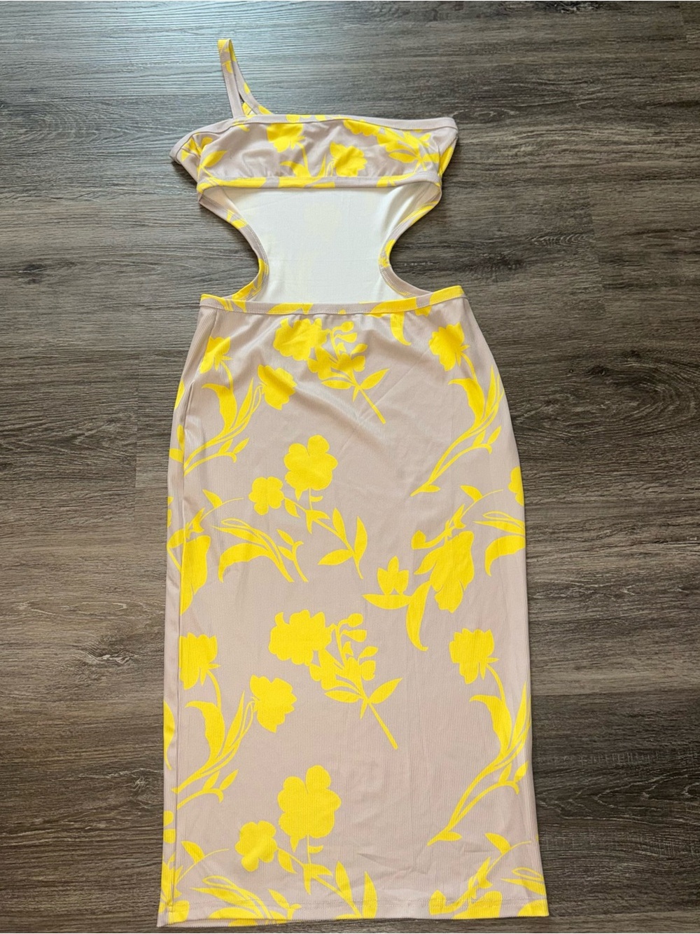 NWOT! CHICME Tropical One Shoulder Cut Out MIDI Body Con Dress Floral Size Large - Picture 4 of 11